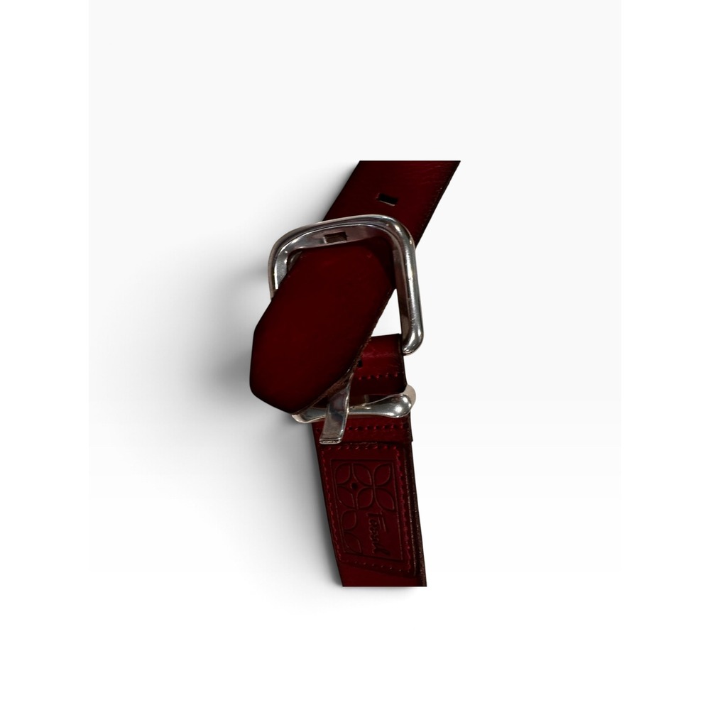 Fossil Burgundy Leather Belt Silver Buckle Y2K Oxblood BT3428600 Size L